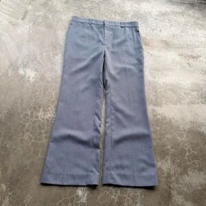 True vintage 70's Blue Houndstooth flared polyester knit dress slacks pants